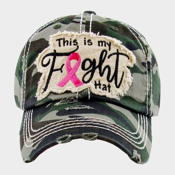 THIS IS MY FIGHT Distressed Denim Baseball Cap/Cancer Awareness Hat - Picture 1 of 1